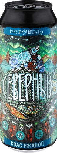 Квас PANZER BREWERY Северный ржаной темный фильтрованный обеспложенный, 0.45л, фото