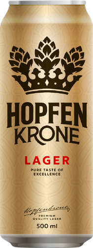Пиво светлое HOPFENKRONE Лагер фильтрованное пастеризованное 5%, 0.5л, картинка