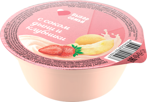 Продукт йогуртный пастеризованный ВЫБОР СЕМЬИ с соком дыни и клубники 2,5%, без змж, 130г, фотография