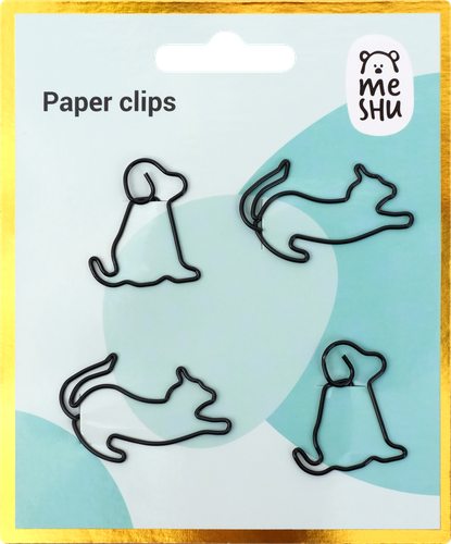 Скрепки MESHU Cat&Dog фигурные, 1,9см, 4шт, детальное фото