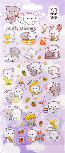 Наклейки объемные MESHU Cute kittens, 10х23см, с блестками, крупный план