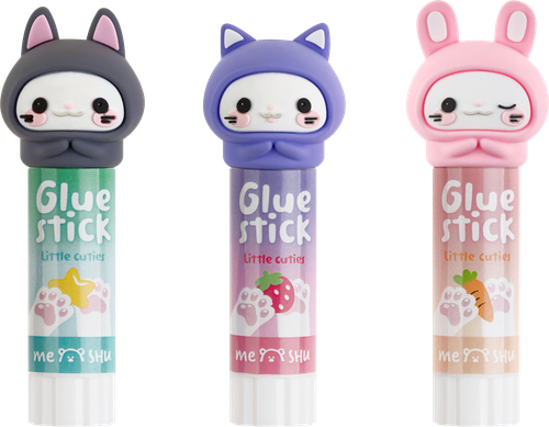 Клей-карандаш MESHU Cuties с топпером, 8г, крупный план