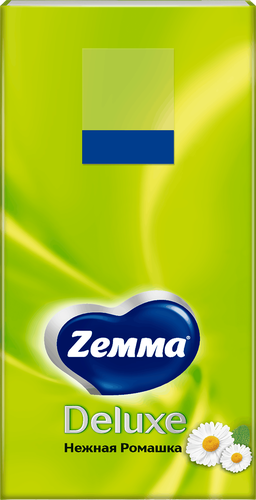 Платочки бумажные носовые ZEMMA Deluxe Нежная ромашка 3 слоя, 100шт, изображение