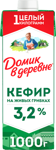 Кефир ДОМИК В ДЕРЕВНЕ 3,2%, без змж, 1000г, фото