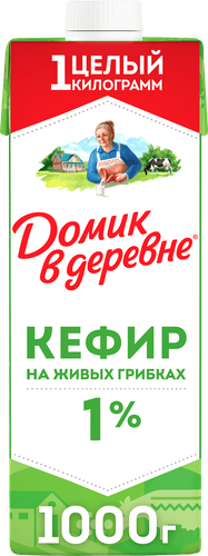 Кефир ДОМИК В ДЕРЕВНЕ 1%, без змж, 1000г, детальное фото
