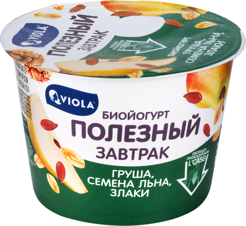 Йогурт VIOLA Полезный завтрак Груша, грецкий орех 5%, без змж, 180г, вид