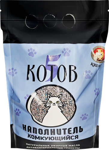 Наполнитель для кошачьего туалета 5 КОТОВ Кремниевый комкующийся натуральный, 2,5кг, изображение