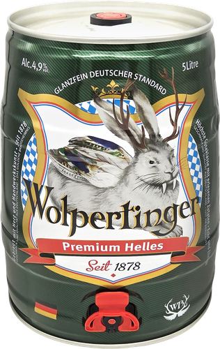 Напиток пивной светлый WOLPERTINGER Премиум Хеллес фильтрованный пастеризованный 4,9%, 5л, детальное фото