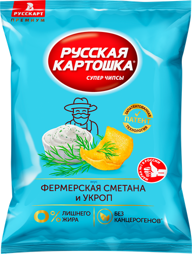 Чипсы картофельные РУССКАЯ КАРТОШКА со вкусом сметаны и укропа, 105г, изображение