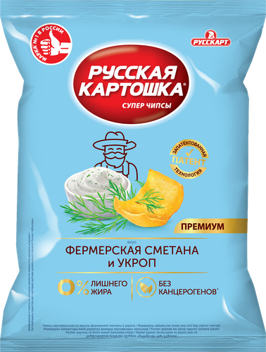 Чипсы картофельные РУССКАЯ КАРТОШКА со вкусом сметаны и укропа, 105г, изображение