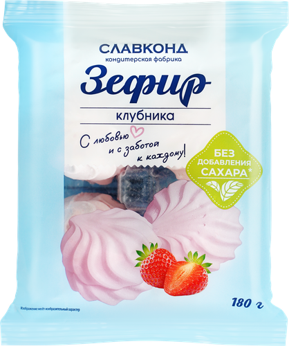 Зефир СЛАВКОНД Клубничный, без сахара, 180г, детальное фото
