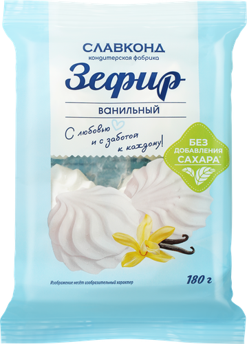 Зефир СЛАВКОНД Ванильный, без сахара, 180г, крупный план