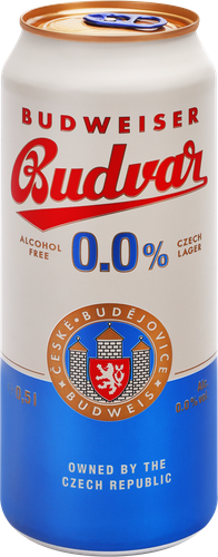 Пиво безалкогольное светлое BUDWEISER Budvar Alcohol Free фильтрованное пастеризованное не более 0,5%, 0.5л, вид