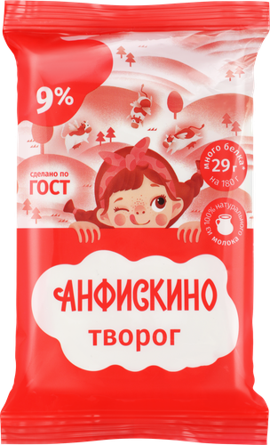 Творог АНФИСКИНО 9%, без змж, 180г, вид
