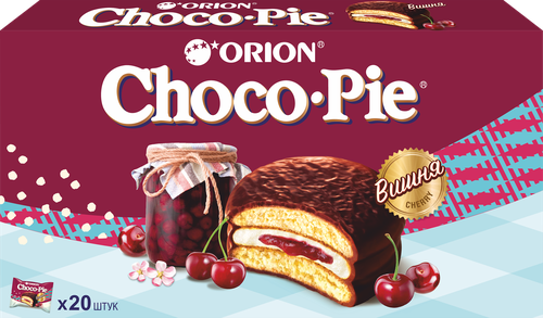 Печенье ORION Choco Pie Cherry в глазури, 600г, изображение