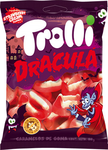 Мармелад жевательный TROLLI Dracula Дракула, клубника со сливками, 100г, картинка