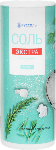 Соль пищевая РУССОЛЬ Экстра, мелкая, 500г, крупный план