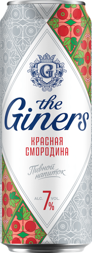Напиток пивной GINERS со вкусом красной смородины и можжевеловой ягоды пастеризованный 7,0%, 0.45л, вид