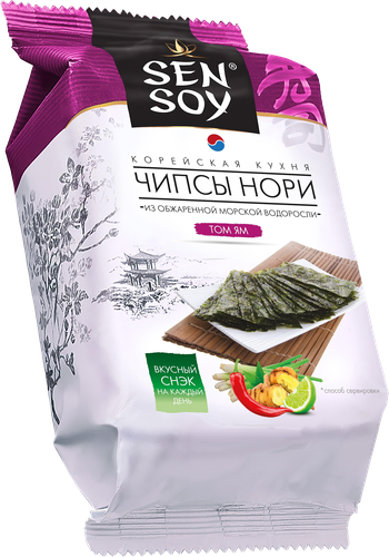 Чипсы нори SEN SOY Том Ям, 4,5г, изображение