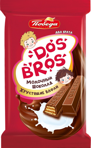 Шоколад молочный ПОБЕДА ВКУСА Dos Bros с хрустящей вафлей, 37г, фотография