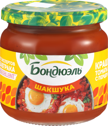 Закуска овощная БОНДЮЭЛЬ Шакшука, с томатами, сладким перцем и специями, 350мл, фото