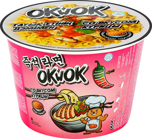 Лапша OKWOK со вкусом курицы с соусом Сальса, 120г, детальное фото