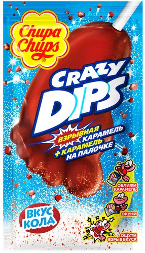 Карамель CHUPA CHUPS Crazy dips со вкусом колы, со взрывной карамелью, 14г, детальное фото