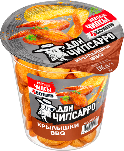Чипсы пшеничные ДОН ЧИПСАРРО со вкусом крылышек BBQ, 90г, вид