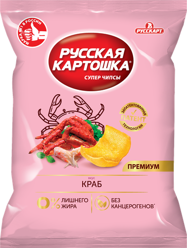 Чипсы картофельные РУССКАЯ КАРТОШКА со вкусом краба, 105г, картинка