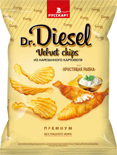 Чипсы картофельные DR.DIESEL со вкусом хрустящая рыбка, 120г, изображение