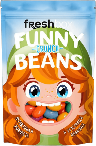 Конфеты жевательные FRESHBOX Beans Crunch со вкусом клубники/лимона/манго/винограда/банана/дыни, 30г, детальное фото