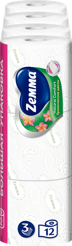 Бумага туалетная ZEMMA Natural Comfort Aroma 3 слоя, 12шт, детальное фото