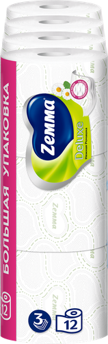 Бумага туалетная ZEMMA Deluxe Нежная Ромашка 3 слоя, 12шт, детальное фото