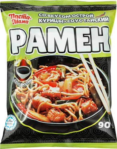 Лапша ПАСТА-МАМА Рамен со вкусом острой курицы и Тайским соусом, 90г, фото