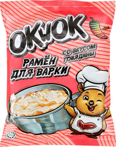 Рамен для варки OKWOK со вкусом говядины, 122г, изображение