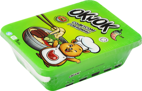 Лапша OKWOK со вкусом говядины и соусом со вкусом маринованных огурчиков, 100г, фото