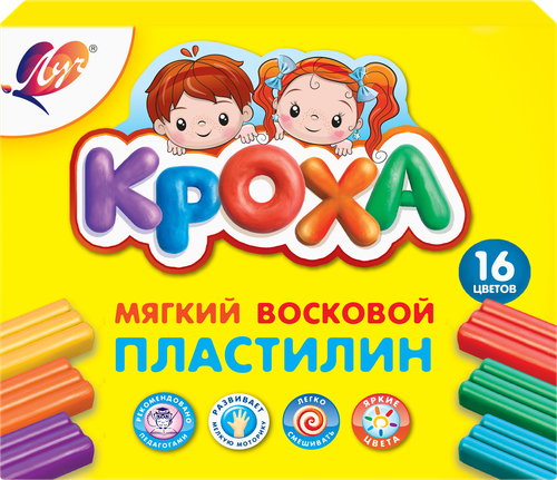 Пластилин мягкий ЛУЧ Кроха 16 цветов, стек, Арт. 28С 1646-08, 240г, 16шт, детальное фото