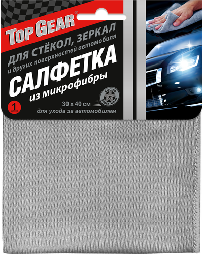 Салфетка для ухода за автомобилем TOP GEAR 30х40см, микрофибра, Арт. 72532, изображение