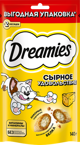 Лакомство для взрослых кошек DREAMIES с добавлением сыра, 140г, детальное фото