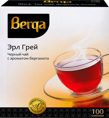 Чай черный БЕРГА Эрл Грей, 100пак, картинка