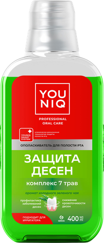 Ополаскиватель для полости рта YOUNIQ Защита десен, 400мл, вид