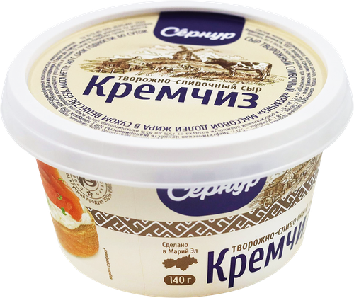 Сыр творожный СЕРНУР Кремчиз сливочный 65%, без змж, 140г, вид