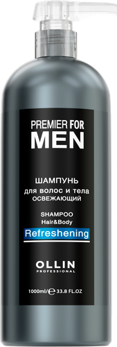 Шампунь для волос и тела мужской OLLIN Men Освежающий, 1000мл, детальное фото