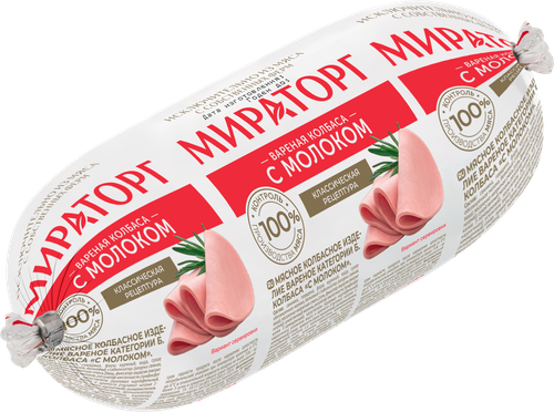 Колбаса вареная МИРАТОРГ с молоком, 400г, вид