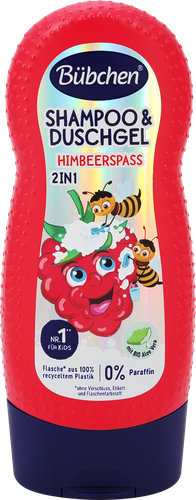 Шампунь и гель для душа детский BÜBCHEN Himbeerspass 2в1, 230мл, крупный план