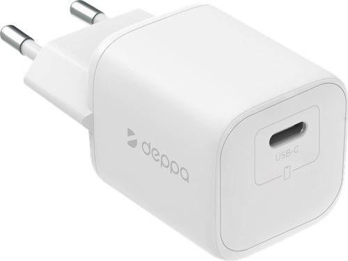 Сетевое зарядное устройство DEPPA USB-C, PD 3.0, QC 4.0+, 20W, GaN, белый, Арт. 11489, вид