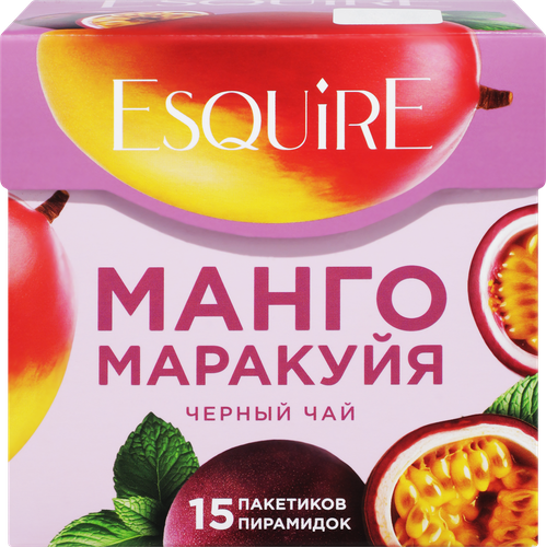 Чай черный ESQUIRE Манго-Маракуйя, байховый ароматизированный, 27г, детальное фото