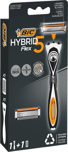 Бритва мужская BIC Hybrid 5 Flex, 1 ручка+1 сменная кассета, детальное фото