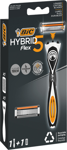 Бритва мужская BIC Hybrid 5 Flex, 1 ручка+1 сменная кассета, фотография