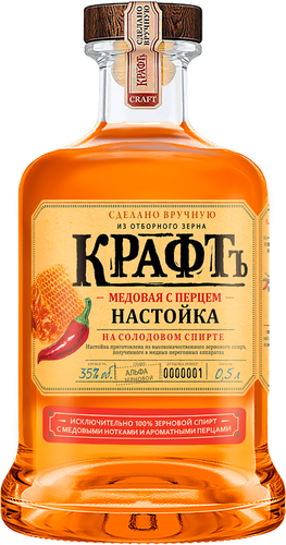 Настойка КРАФТЪ Медовая с перцем 35%, горькая, 0.5л